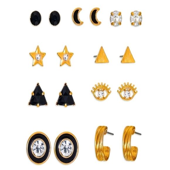 Jewelry Stud Earring Collection 9 Pairs. - Picture 1 of 5